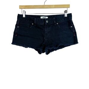 Victoria's Secret PINK Black Cut-off Denim Short Shorts Raw Edge Hem Size 6